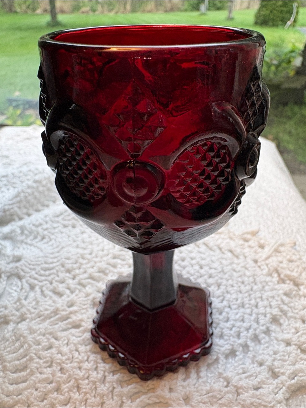 Avon vintage 1876 Cape Cod ruby red wine goblet